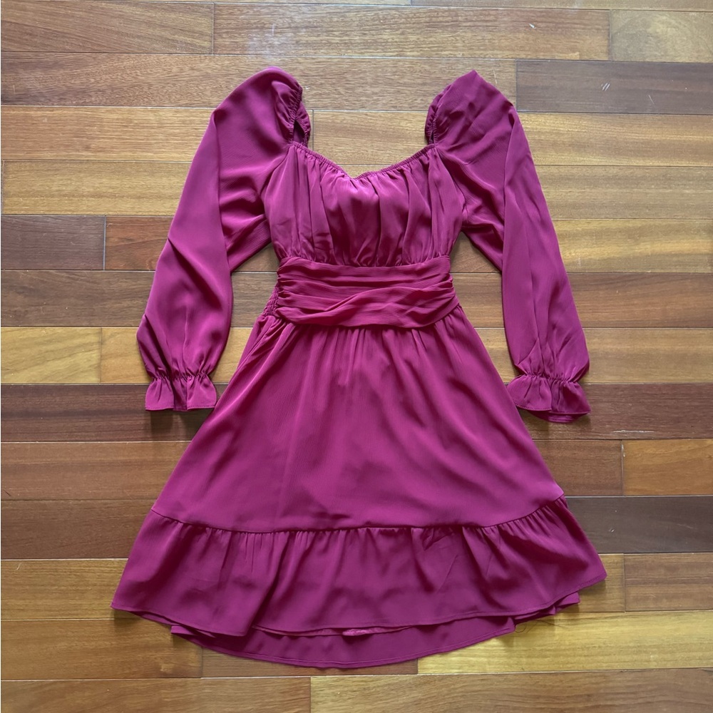 Burgundy Long Sleeve Dress